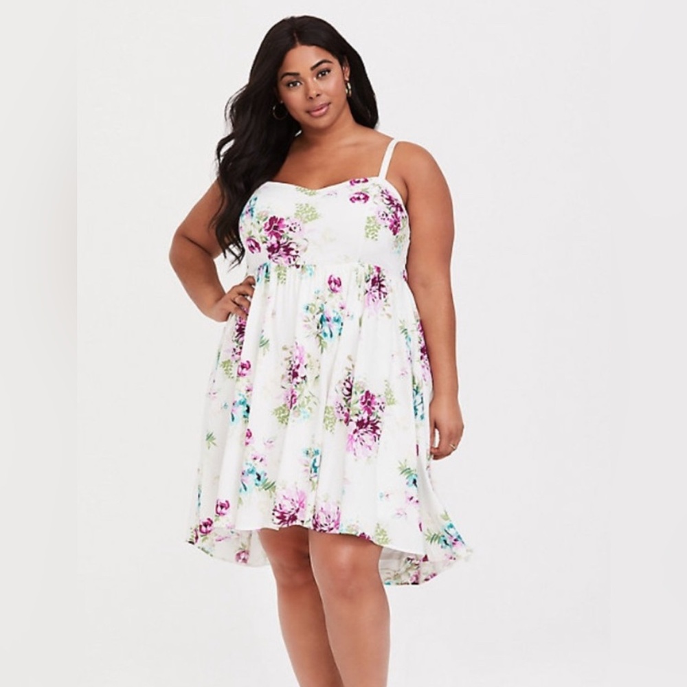 NWT Torrid Mini Challis High-Low Floral Dress